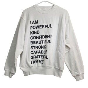 Anine Bing NWT Ramona Empowerment Sweatshirt Pullover Crew White Black Small